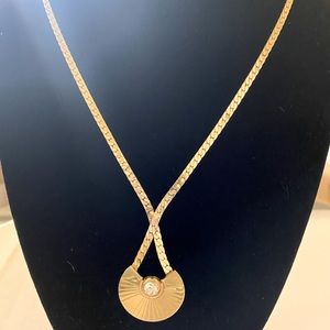 VINTAGE SIGNED PARK LANE CRISS CROSS S CHAIN FAN DESIGN NECKLACE 20” RARE